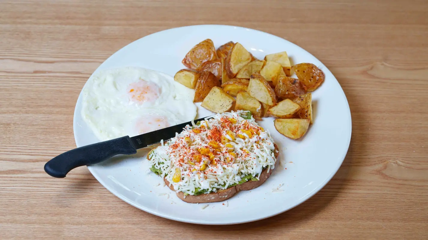 Elote Avocado Toast & Eggs